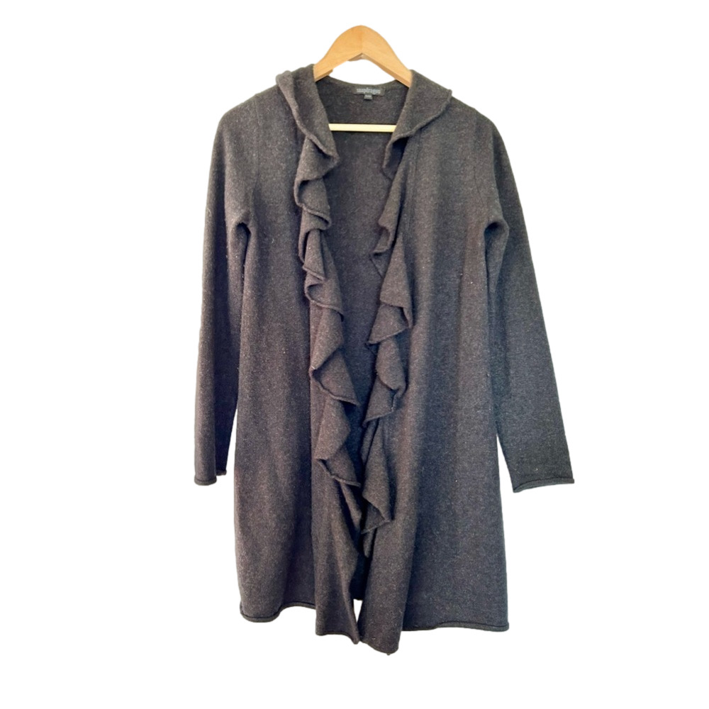 Snapdragon 100% cashmere open cardigan wrap with ruffles